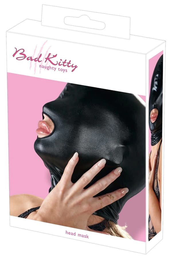 Bad Kitty Sort Maske med Mundhul Wetlook Elastik