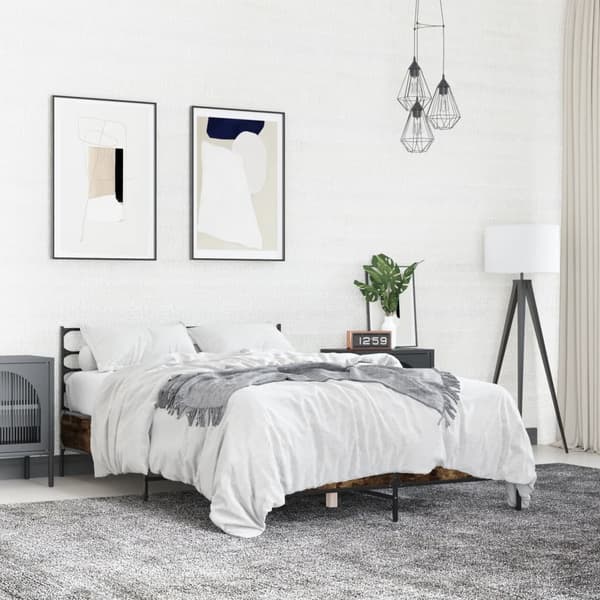 vidaXL sengestel i røget egetræ 120x190 cm