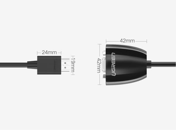 HDMI han til VGA hun FHD sort adapterkabel