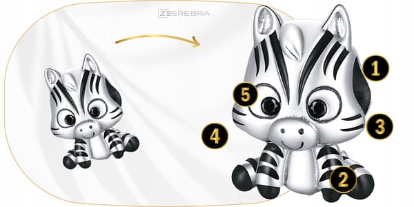 Berlocker zebrapärlor silver pr 925 djurhänge silverränder