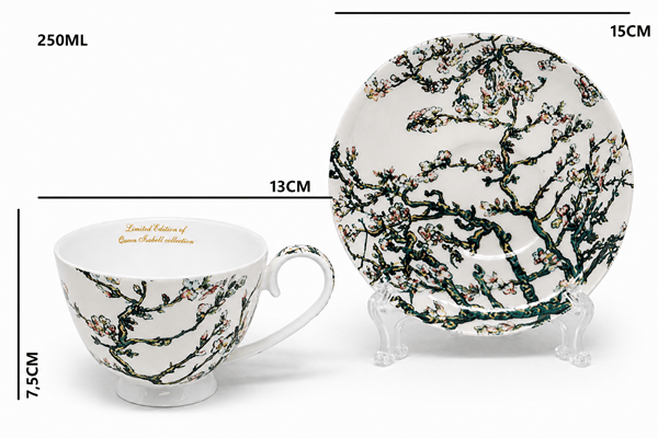Porslinskoppar set med 2 st 250ml Van Gogh Blommande Mandel