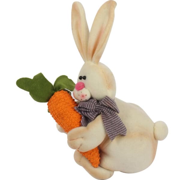 Pluschpåskehare med gulerod 37 cm - staldekorationsfigur