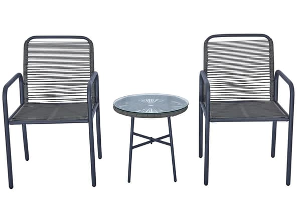 Aluminium balkonmøbelsæt (2 stole + sofabord) senti