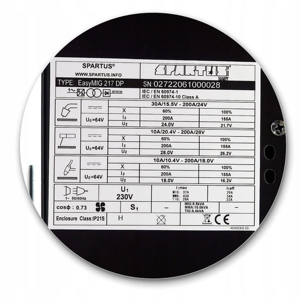 SPARTUS EasyMIG 217 DP Easy MIG kaksoispulssihitsauskone