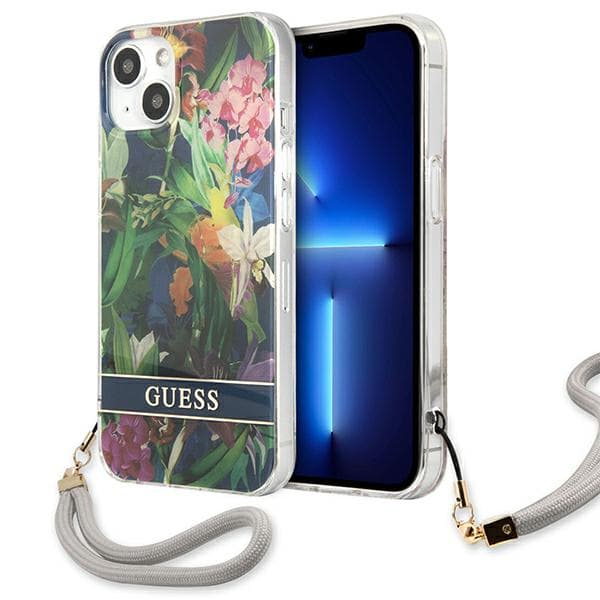 Guess Blomsterrem-etui til iPhone 13 mini, Blå