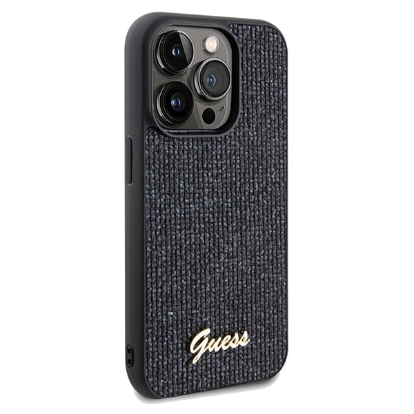 Guess Disco Metal Script -suojakuori iPhone 14 Pro Maxille, musta