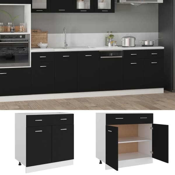 vidaXL skab med skuffe sort 80x46x81,5 cm spånplade