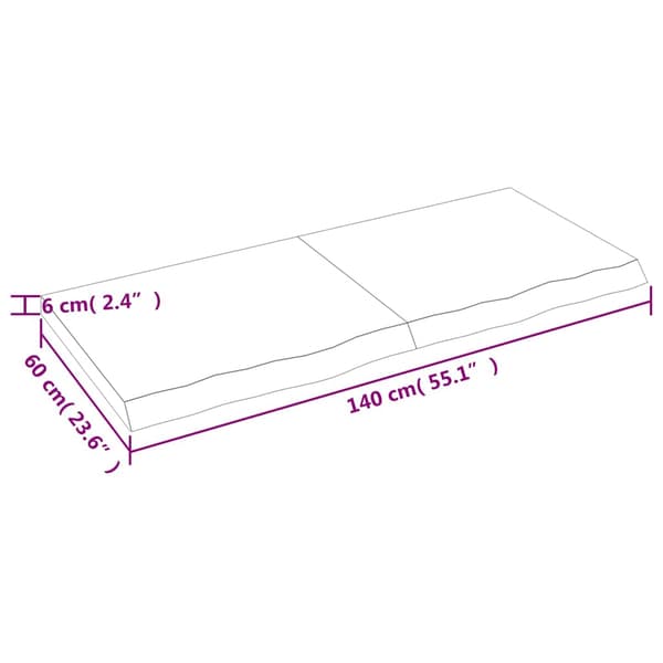 vidaXL hylde mørkebrun 140x60x(2-6) cm egetræsfinish