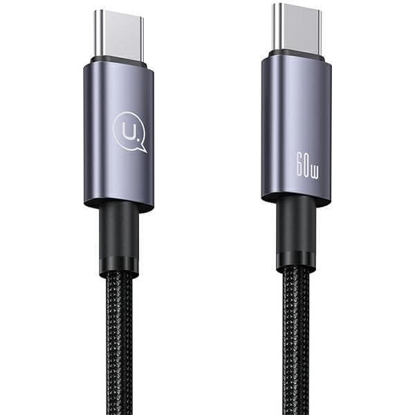 USAMS USB-C til USB-C 60W 1,2m hurtigopladerkabel stål