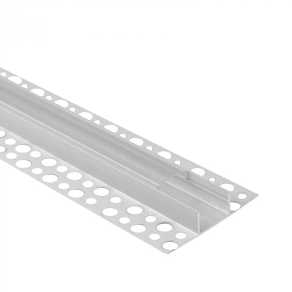 Påbygningsprofil til LED-strips under fliser, hvid + transparent afdækning, 1 m