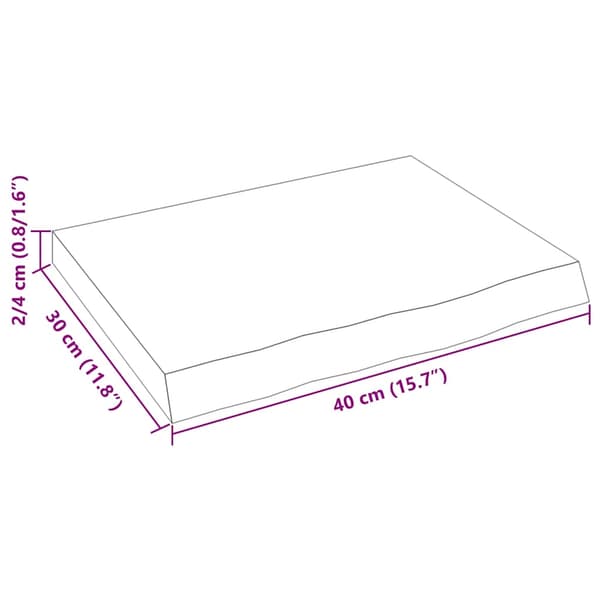 vidaXL hylde, 40x30x(2-4) cm, ubehandlet massivt egetræ