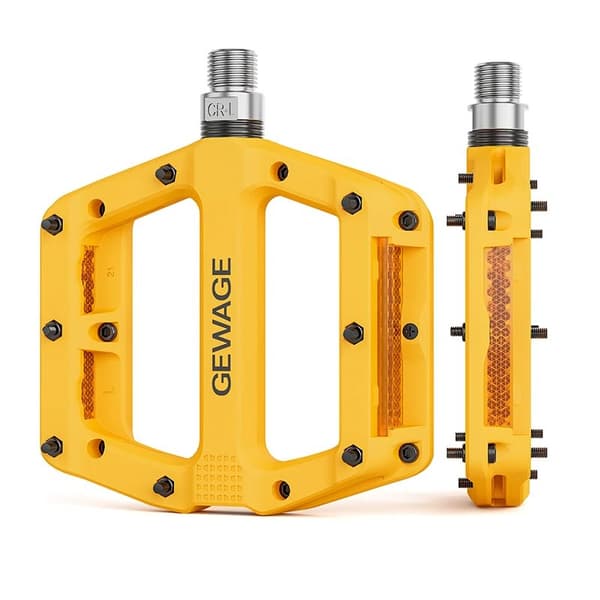 GEWAGE Gule Nylon Platform Cykelpedaler med Stifter og Reflekser