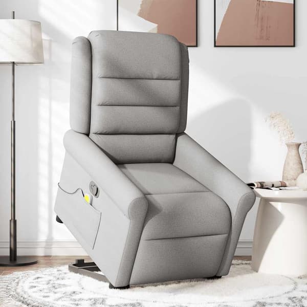 vidaXL Lyftbar massagefåtölj, grå, tyg