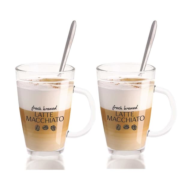 Lattekaffeglas + skedar 300 ml
