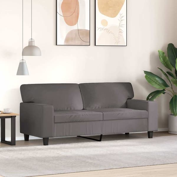 vidaXL 2-sitssoffa, grå, 140 cm, konstläder