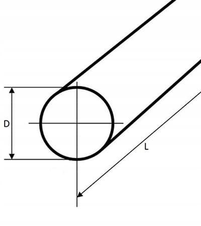 Dragen rund stålstång, diameter 32 mm, 1000 mm