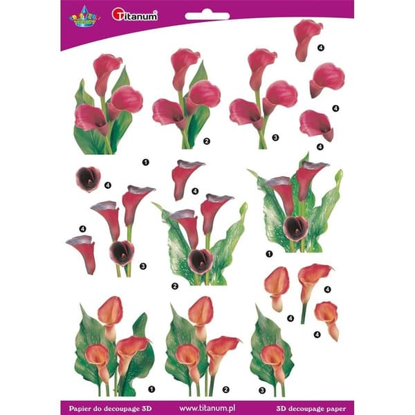 3D decoupagepapper blommor callas ark