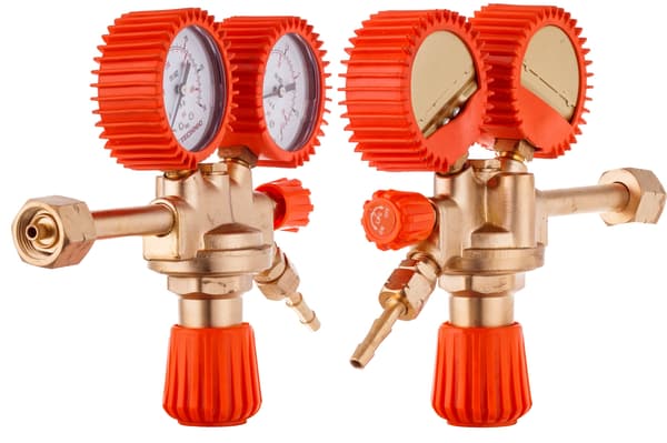 Propan Butan LPG Flaske Reducer 2 Trykmålere Messing Hus Ventil