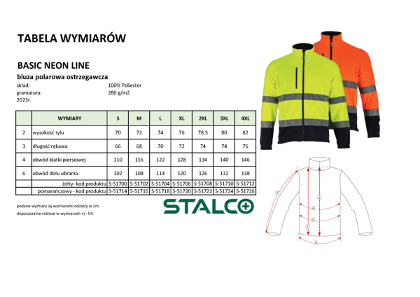 Stalco Basic Neon Line Gul Varsel Fleece Sweatshirt M S-51702
