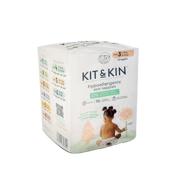 Kit & Kin Engångsblöjtestset 3 Maxi (6-10 kg) Miljövänlig