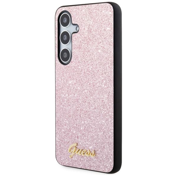 Guess Glitter Script-skal till Galaxy S24, rosa