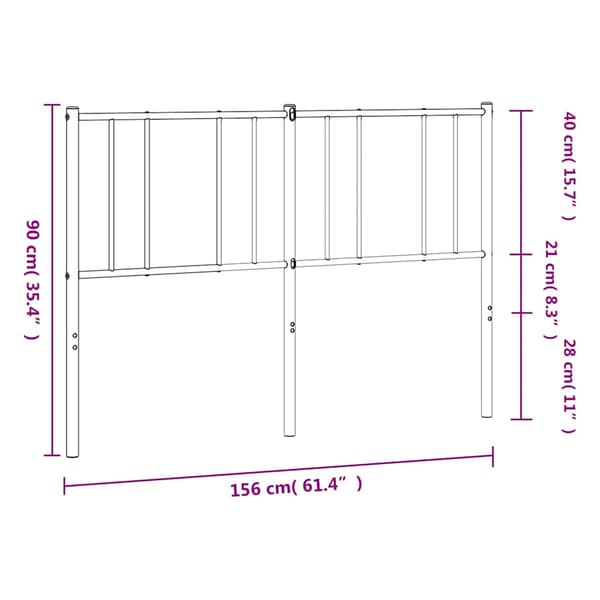 vidaXL metalsengegavl sort 150 cm