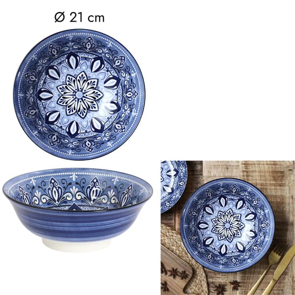 Orientalisk blå keramikskål 21 cm