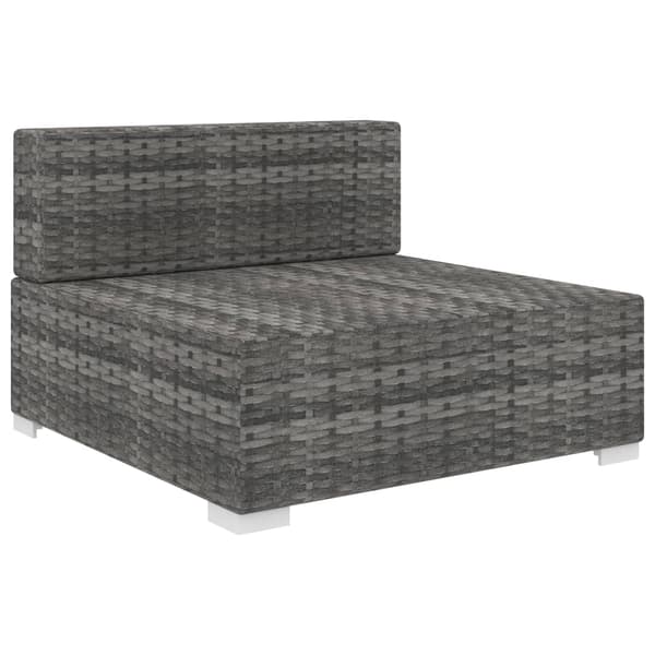vidaXL Mittsoffa med kudde, 1 st., polyrotting, grå