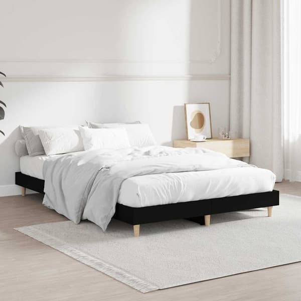 vidaXL sengestel sort 120x190 cm træbaseret materiale