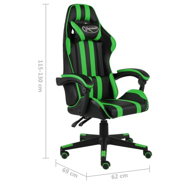 vidaXL gamingstol, sort og grøn, kunstlæder