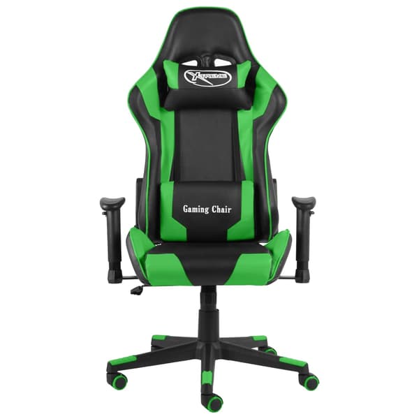 vidaXL Snurrstol för spel grön PVC