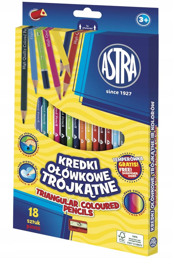 Triangulära pennor 18 färger med tempera 2919