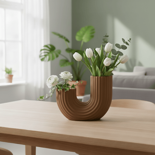 Modern brun minimalistisk vas i U-form med elegant form