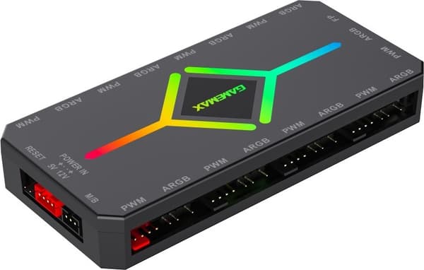 GameMax V4.0 ARGB PWM HUB BK Sort Ventilatorhub