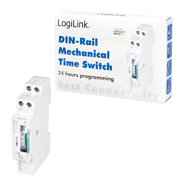 Mekanisk timer til DIN-skinne LogiLink 24 timer 15 min 48 cyklusser