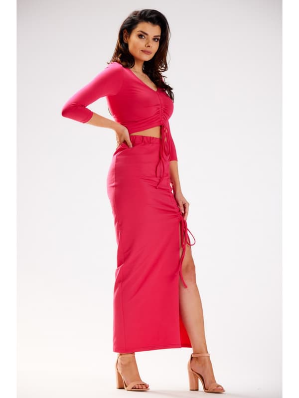 Bomullsmaxikjol, fuchsia S