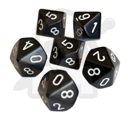 BMDI031 K10 Tärningar 0-9 Svarta