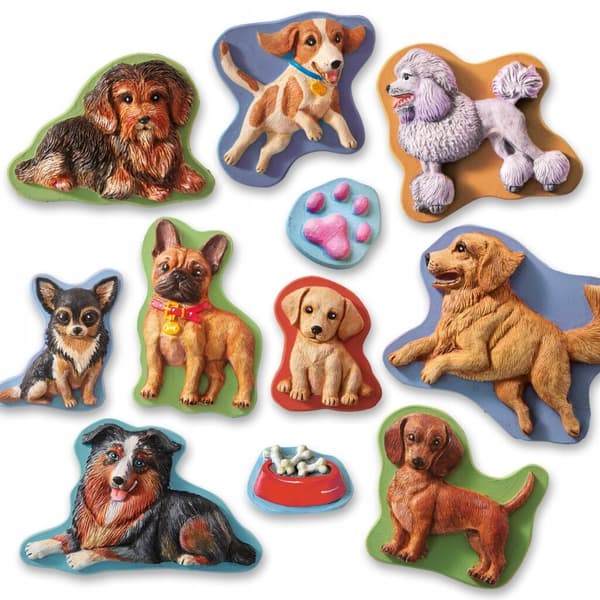Gipsstøbning HUNDE sæt med SES Creative maling 01294