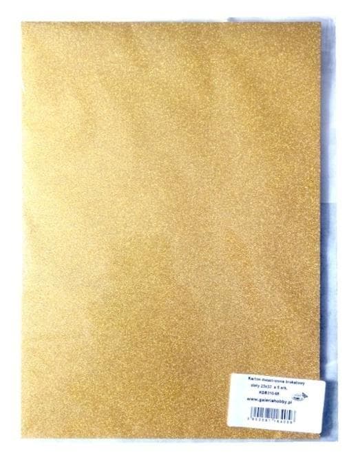 Dobbeltsidet glitterkarton, guld, 23x33 cm, 5 ark