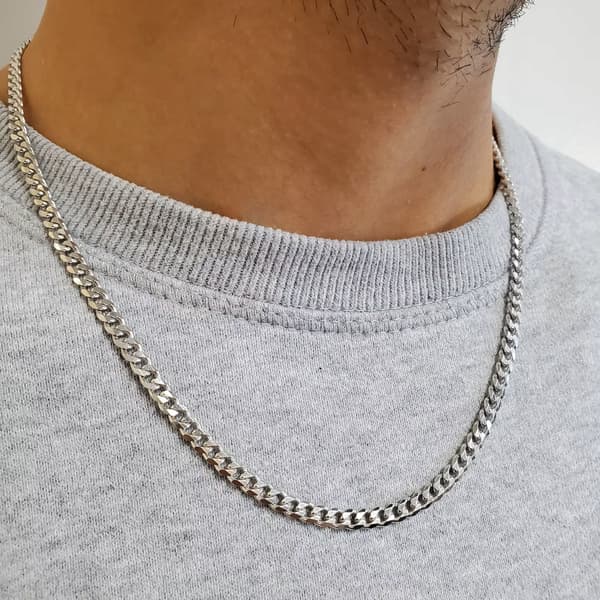 Sølv herrekæde 925 SØLVKÆDE 4mm Diamant + GRATIS