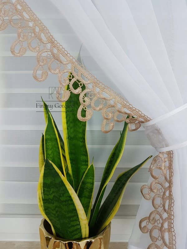 Gardin med draperier, dekorationsset - beige