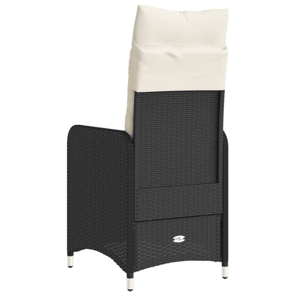vidaXL havestol med hynder, sort polyrattan