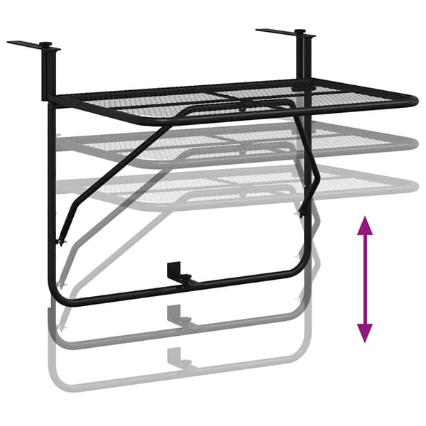 vidaXL balkonbord, sort, 60x40 cm, stål