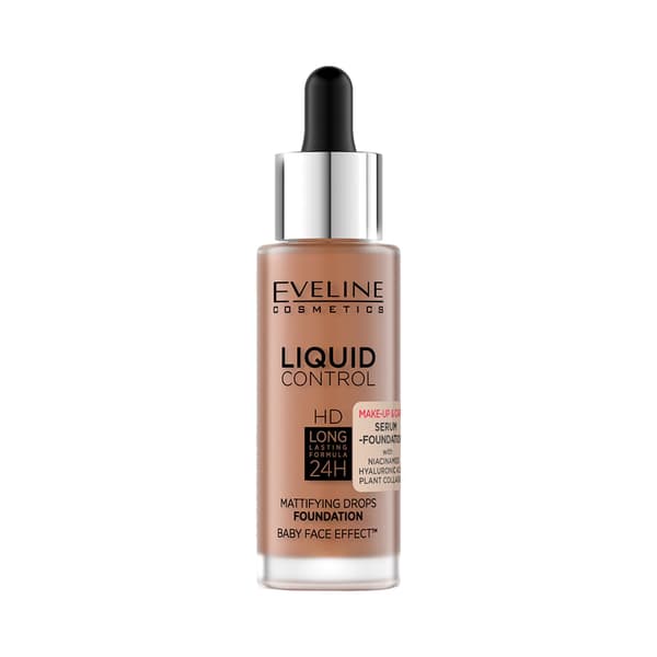Eveline Liquid HD Drops Mattifying Face Foundation - 065 TOFFEE 30ml