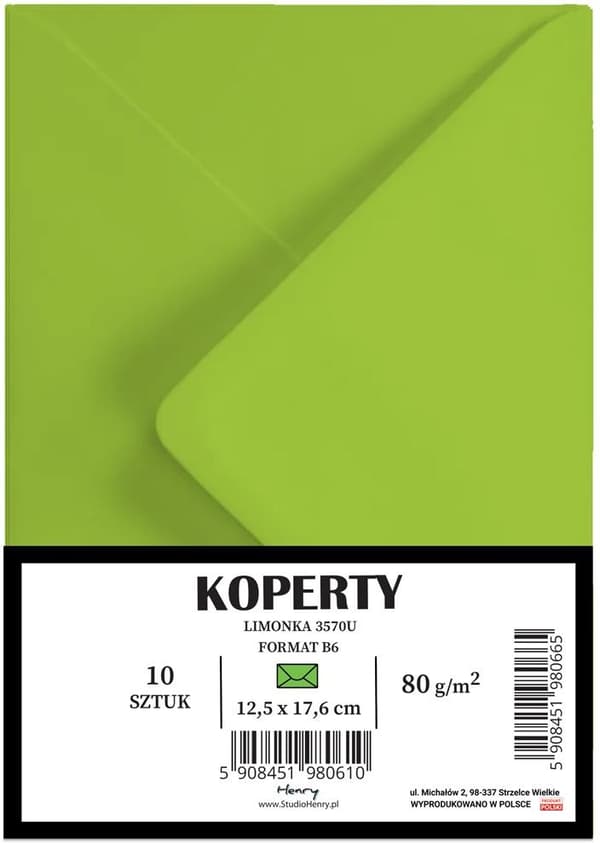 B6 limefarvede kuverter 10 stk.