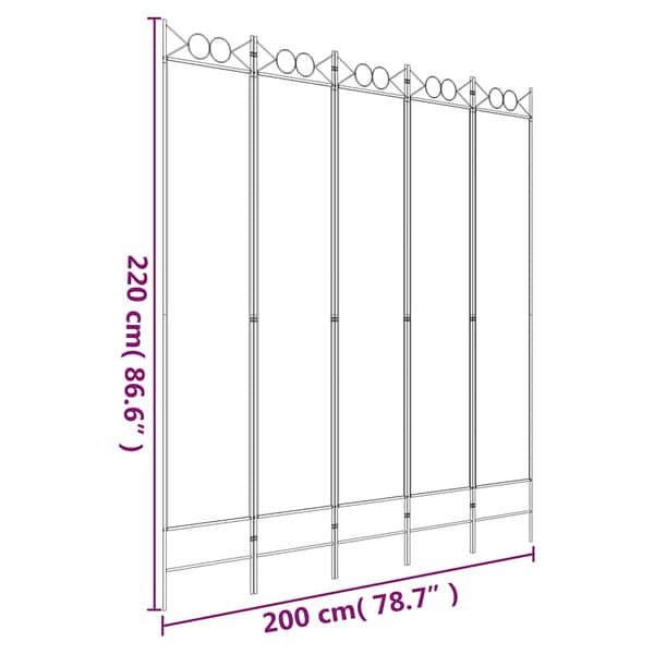vidaXL 5-panels rumdeler, sort, 200x220 cm, stof