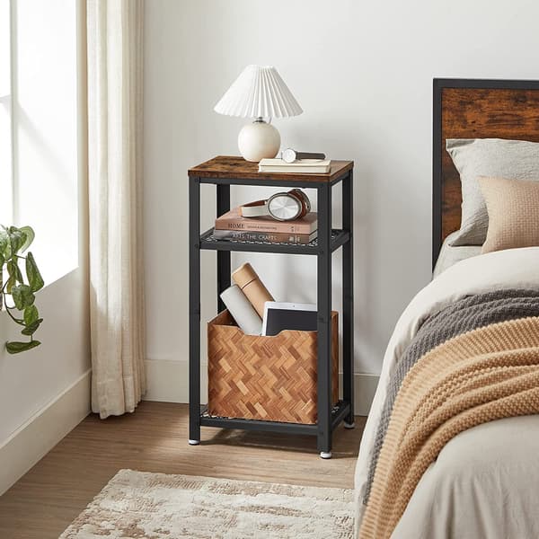 Soffbord i loftstil - Rustikt brunt, 75 cm, 3 hyllplan