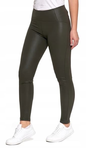 Moraj damleggings läderimitation hög midja khaki M