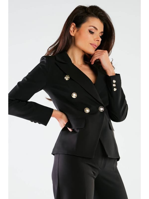 Elegant dobbeltradet jakke, sort M
