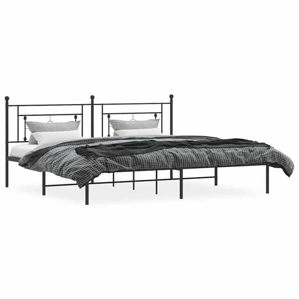 vidaXL metalsengestel med hovedgærde sort 193x203 cm